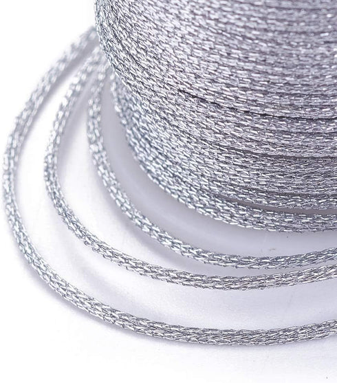 Pandahall 76.5 Yards Jewelry Polyester Cord LightGrey Beading String with Metallic Cord 1mm Chinese Knotting Cord Macrame Thread for Bracelet Jewe...