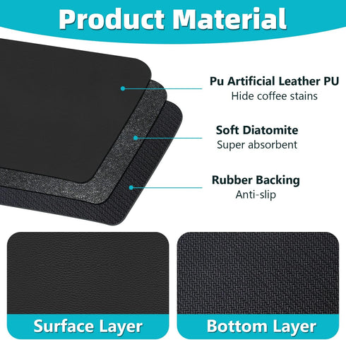 PoYang Coffee Mat: Coffee Bar Mat with Rubber Backed, 12" X 17" Hide Stains Coffee Maker Mat for Countertops, Coffee Matt for Counter, Coffee Bar ...