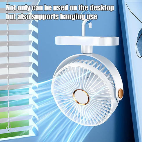 USB Table Fan,Personal Quiet 5 Speeds Desktop Portable Fan,Small But Powerful,Battery Fan Adjustable Desk Fan 360° Rotation for Office,Bedroom(Whi...