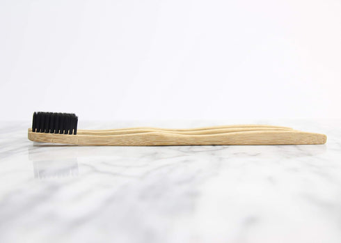 bmbu Bamboo Toothbrush 4 Pack - Medium/Soft Charcoal Bristles Tooth Brushes Wooden Handle - BPA Free, Eco Friendly, Vegan Product Gift Idea, Susta...