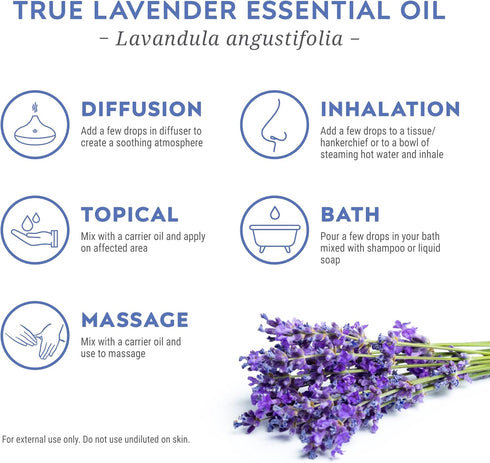 Bleu Lavande - Premium True lavender essential oil - Therapeutic Grade, 100% Pure & Natural, Premium & Certified Quality - Vegan & Cruelty free - ...