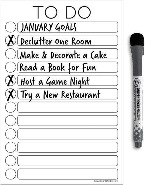 Dry Erase to Do List Vinyl Whiteboard Sticker Decal by Glassboard Studio | Removable & Reusable | Magnetic Fine-Tip Marker Included (6 x 9 inches,...