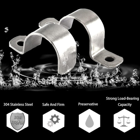 4 Inch Pipe Strap 304 Stainless Steel Conduit Strap 2 Hole Heavy Duty Strap Clamp for Tube Pipe or Wire Cord Installation(102mm 5pcs)...