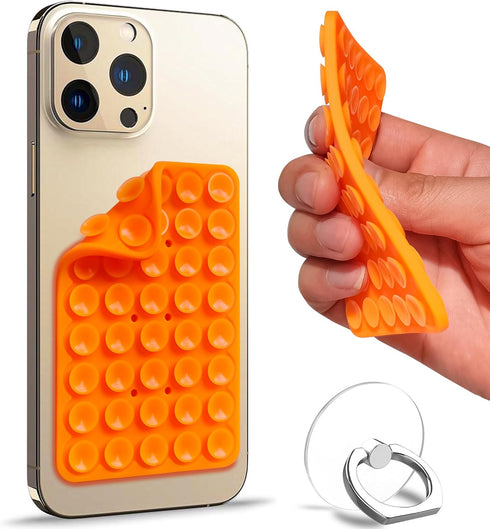 Double Sided Silicone Suction Cup Phone Mount Case for Selfies and Videos - Attach to Glass, Mirrors, Kitchen, Bathroom Sticky Grip for iPhone and...