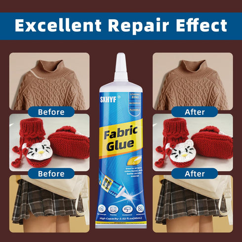 2pcs Fabric Glue - 60ml Glue for Fabric, Fabric Adhesive, Clear Super Glue Gel for Fabrics, Cotton, Felt, Polyester, PU, Flannel, Denim, Waterproo...