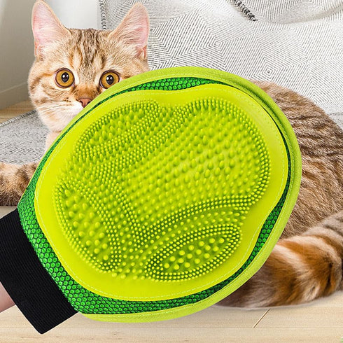 Pet Bath Dual Use Brush Double Side Hair Removing Rubber Pet Grooming Brush Pet Grooming Gloves Silicone Massage Hair Remover Cleaning Brush Glove...