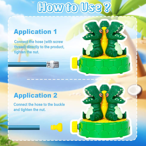 Outdoor Water Sprinkler Toys for Kids,Spinning Splash Dinosaur Summer Spray Toy with Hose Connector to Garden Backyard Outsider Play for Toddlers ...