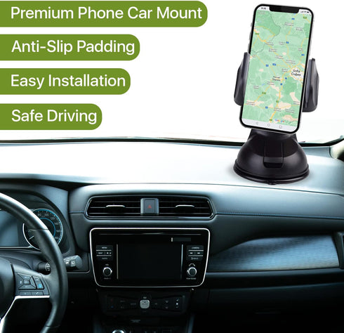 LAX Gadgets Premium Phone Car Mount - Strong Suction Cup Movable Jaws- Car Mount with Powerful Suction Cup for Windshield or Dashboard for All Sma...