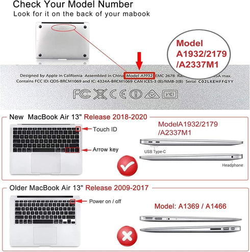 iCasso for MacBook Air 13 Inch Case 2018-2020 Release A2337 M1/A1932/A2179 with Retina Display Touch ID, Protective Hard Shell Case and Keyboard C...