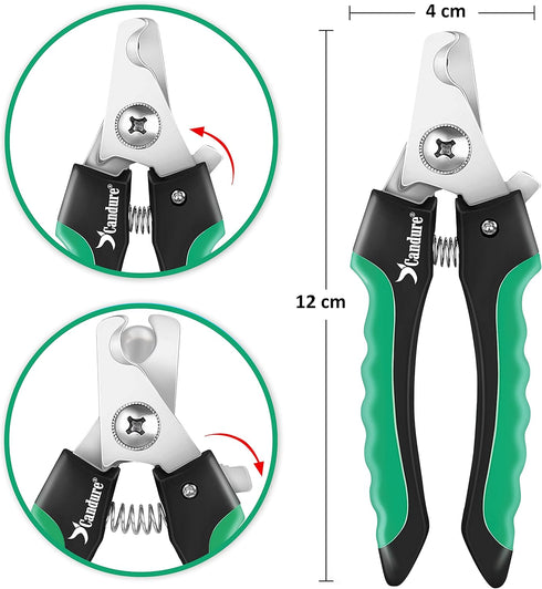 Candure Dog Nail Clippers Professional Pet Nail Clipper Suitable for Cats, Rabbits and Guinea Pigs - Safety Lock/Protective Guard to Avoid Over Cu...