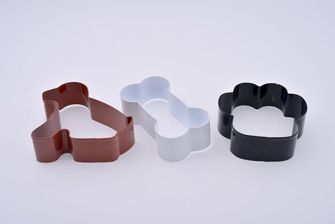 Dog Cookie Cutter Set of 3 - Dog, Paw Print and Dog Bone Stainless Steel Cookie Cutters...