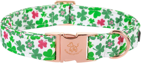 Elegant little tail Dog Collar, Green Clover Pet Collar Dog Collar, St Patrick's Day Dog Collar, Holiday Pet Collar Cute Puppy Collar Adjustable P...