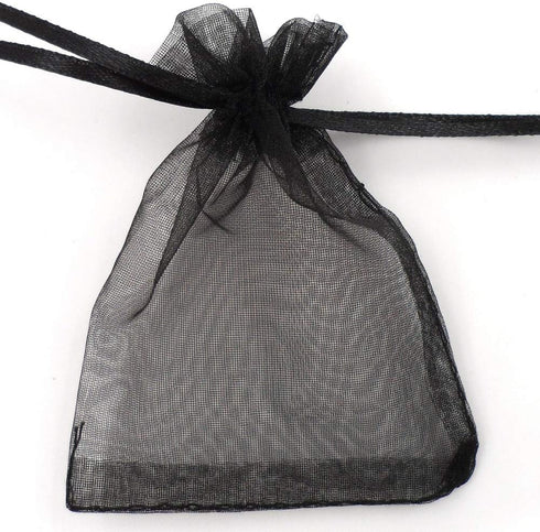 ATCG 50pcs 8x12 Inches Large Drawstring Organza Bags Decoration Festival Wedding Party Favor Makeup Pouches (Black)...