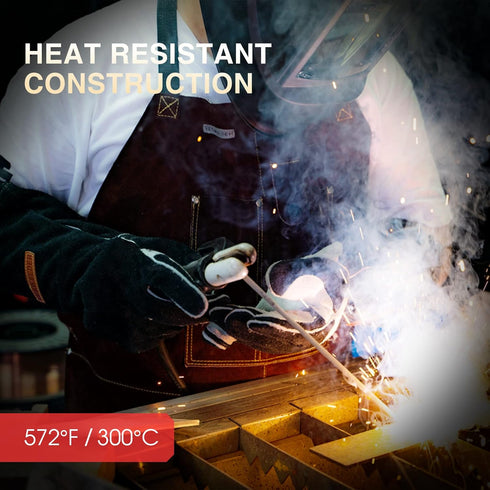 YESWELDER Leather Forge MIG Welding Gloves, Heat Fire Resistant Welders Gloves, Black, also Perfect for Grill/BBQ/Wood Stove/Oven/Fireplace/Cuttin...