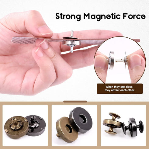 Wokape 30 Set Magnetic Button Sewing Clasps Snaps Fasteners (Gold-18MM-30Pcs) - 18mm Round Strong Magnetic Button Clasps Snaps Purse Handbag with ...