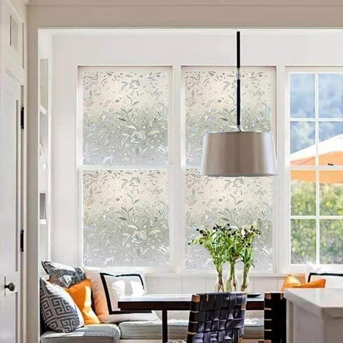 LEMON CLOUD Window Film, Decorative Window Privacy Film, 3D Stained Glass Window Sticker,Anti-UV Sun Blocker Heat Control for Home(Rainbow Tulip D...