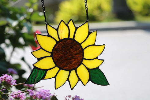 Sunflowers Gifts Stained Glass Window Hanging,Handmade Sunflower Kitchen Decor Suncatcher for Window, Sunflowers Gifts for Women,Birthday Giftss f...