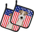 Caroline's Treasures BB2177PTHD American Flag and Wire Haired Fox Terrier Pair of Pot Holders Kitchen Heat Resistant Pot Holders Sets Oven Hot Pad...