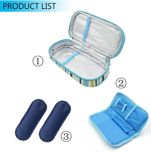Goldwheat Insulin Cooler Travel Case Diabetic Medication Organizer Medical Cooler Bag with 2 Ice Pack Waterproof and Insulation Liner, Light Blue...