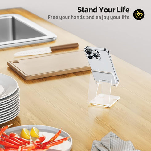 Urmust Acrylic Phone Stand for Desk Transparent Cell Phone Stand, Clear Phone Holder for Desk, Office Desk Accessories,Desk Decor, Phone Accessori...