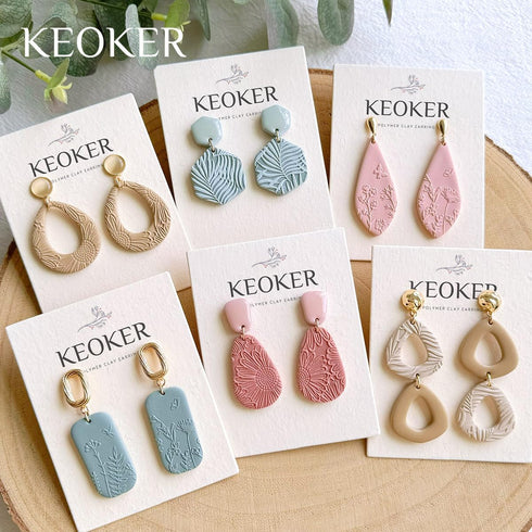KEOKER Polymer Clay Texture Sheets, Clay Texture Mat for Making Earrings Jewerly, Polymer Clay Earrings Tools (A+B+C)...