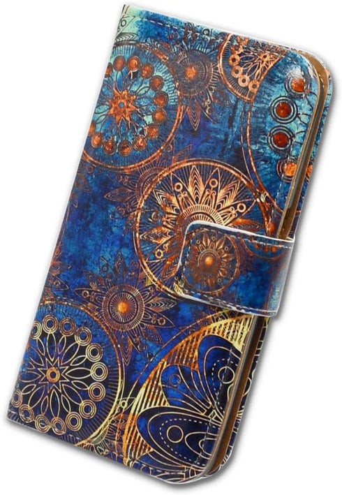 Case for Galaxy S21 Plus 5G, Gorgeous Colours Circle Mandala Leather Flip Phone Case Wallet Cover with Card Slot Holder Kickstand for Samsung Gala...