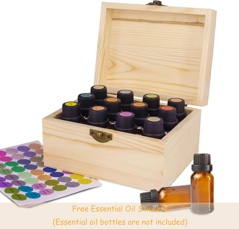 Essential Oil Storage Box High Capacity Wooden Essential Oils Display Organizer Stand Holder for 15 ml Bottles Nail Polish Collection....
