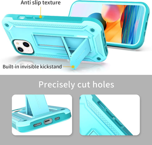 URBANITE for iPhone 13 Case with Kickstand, Military Grade Shockproof Protection Cover with Screen Protector Compatible with Apple iPhone 13 6.1 I...