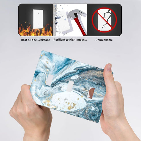 Blue Marble Light Switch Cover 3 Gang Wall Plate Triple Toggle Switch Plate Covers, Abstract Decorative Light Switch Plates for Office Home, 4.50 ...