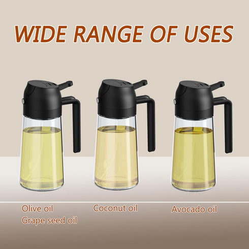 16oz/470ml oil sprayer for cooking oil dispenser for kitchen olive oil dispenser bottle 2 in 1 oil dispenser and oil sprayer Oil Sprayer for Cooki...