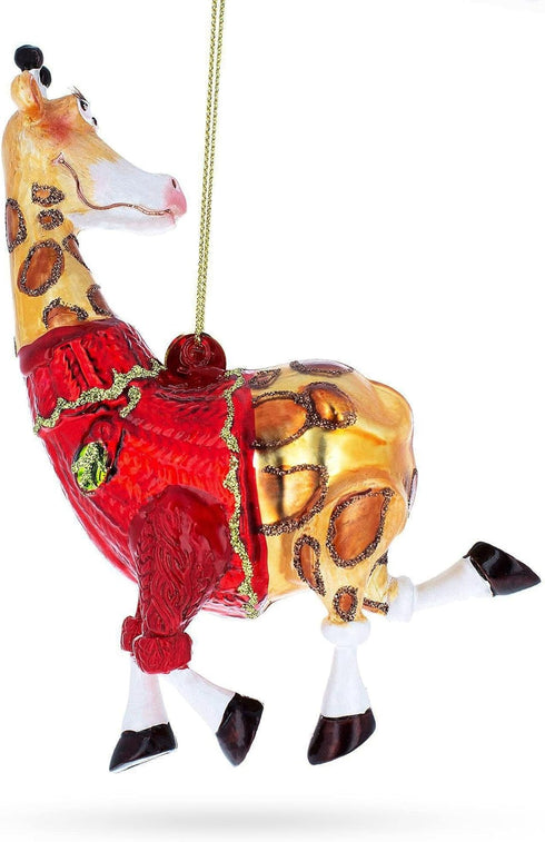 Statuesque Stylish Giraffe Blown Glass Christmas Ornament...