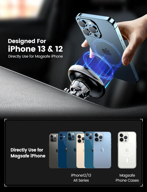 eSamcore Retractable Magnetic Car Mount for iPhone 15/14/13 Pro Max and Magsafe Case, Black...
