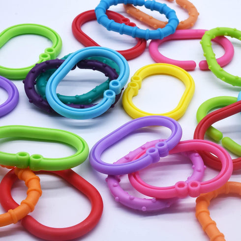 Baby Toys Links-to-Go Car Seat and Hanging Stroller Ring Toy, Larger Connecting Ring Travel Accessory Set...