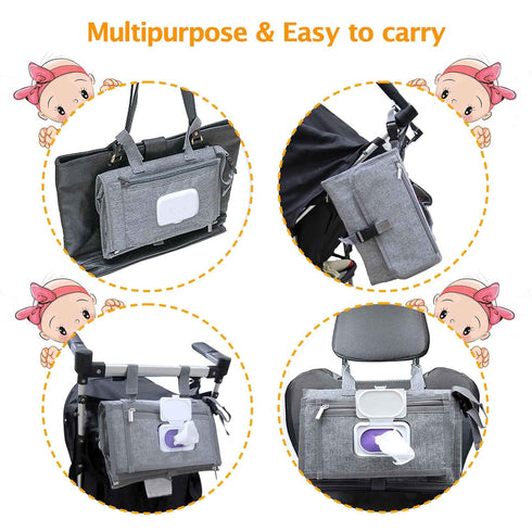 Portable Changing Pad - Detachable Travel Changing Pad with Head Pillow and Baby Wipes Pocket - Fully Padded, Extended Cushioned Portable Diaper C...