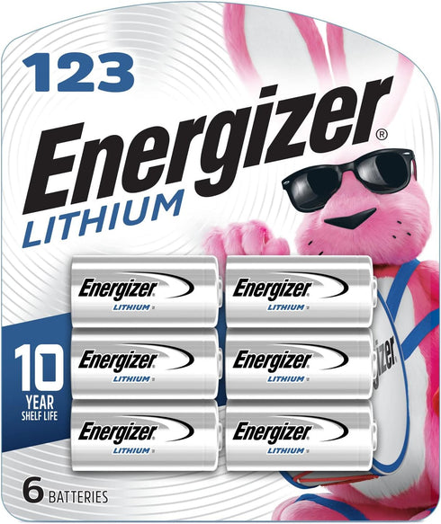Energizer 123 Batteries, Lithium CR123A Battery, 6 Battery Count...