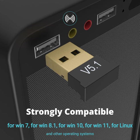 USB Bluetooth Adapter, Driver Long Range Bluetooth 5.1 Dongle Receiver for PC, Backward Compatible with Bluetooth 2.1/3.x/4.x?Plug and Play for Wi...