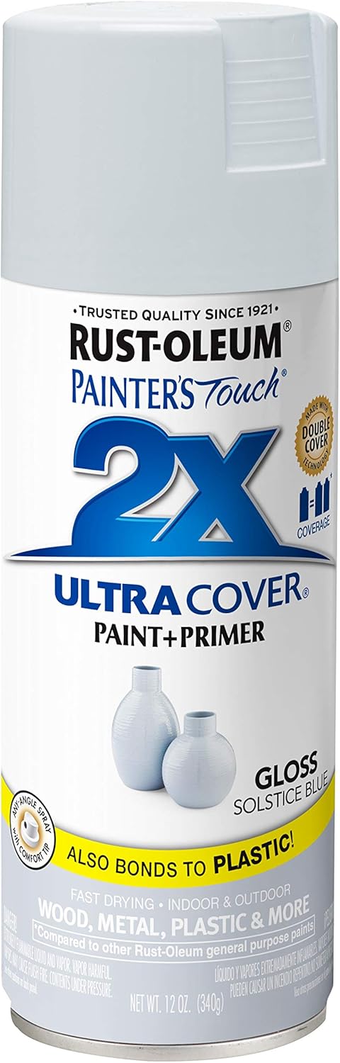 Rust-Oleum 342060 Painter's Touch 2X Ultra Cover Spray Paint, 12 oz, Gloss Solstice Blue...