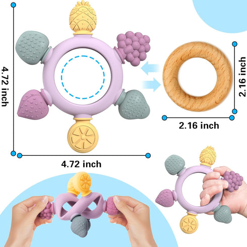 GJZZ Baby Teething Toys 6-12 Months, Montessori Sensory Toys, Baby Bath Toys, Fruit Baby Teether Toys, Toddlers Toys 0-3 6-12 Months, for Infants ...