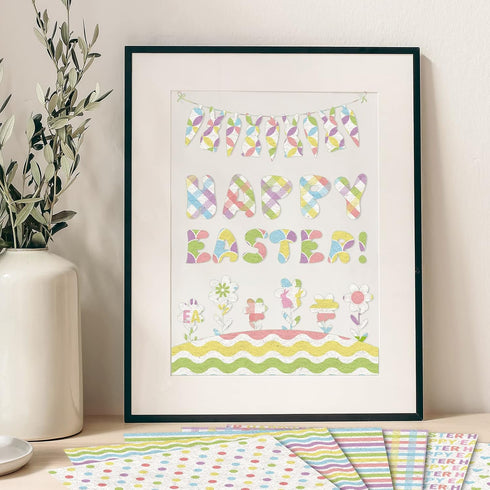 Whaline 12 Designs Easter Pattern Paper 24 Sheet Happy Easter Pastel Scrapbook Paper Double-Sided Spring Decorative Craft Paper Folded Flat for Ca...