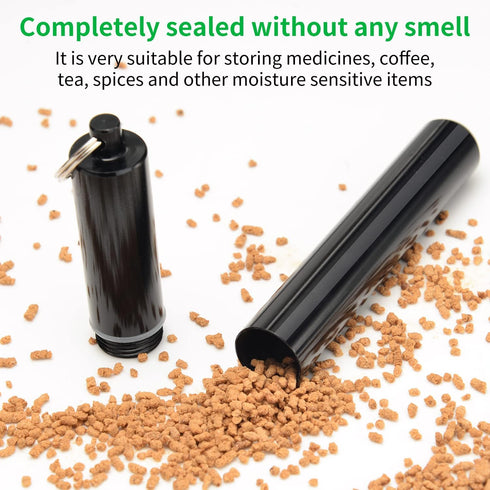 Airtight Aluminum Metal Storage Tube(3 Packs), Cute Small Pill Box Case Waterproof and Smell Proof Metal Tube Container Holder with Keychain, Fit ...