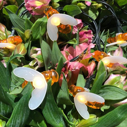 Solar Bee String Lights Outdoor Waterproof 50 LEDs 8 Modes Honeybee Fairy Lights Outdoor Lights Patio Garden Fence Yard Wedding Christmas Tree Dec...
