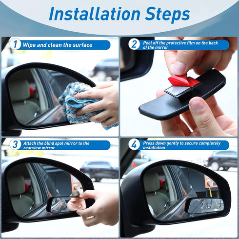 Tallew 4 Pieces Blind Spot Mirror for Car Convex Side Rear View Mirror Blindspot Automotive Rectangular Blindspot Rearview Accessories with Frame ...