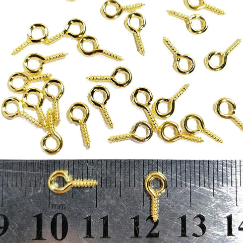 300PCS Mini Screw Eye Pin Pegs, 10 x 5mm Hooks, Self Tapping Screws for Arts & Crafts, Cork Top Bottles & DIY Jewelry Making (Gold)...