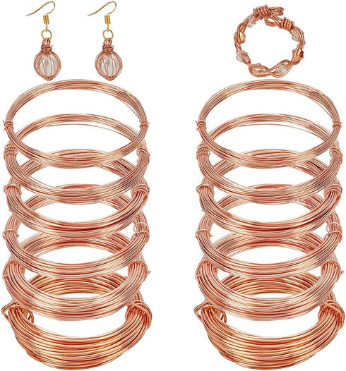 BENECREAT 12 Rolls 196 Feet Dead Soft Copper Wire, 18/20/22/24/26/28 Gauge Solid Bare Copper Wire for Jewelry Making, Gem Wrapping...