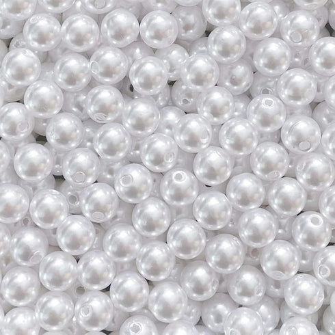 500pcs Pearl Beads Bulk,10mm White Faux Pearl Bead with Holes for Craft Plastic Bracelet Necklace Jewelry Making Decoration Bag Decor Keychain Pen...