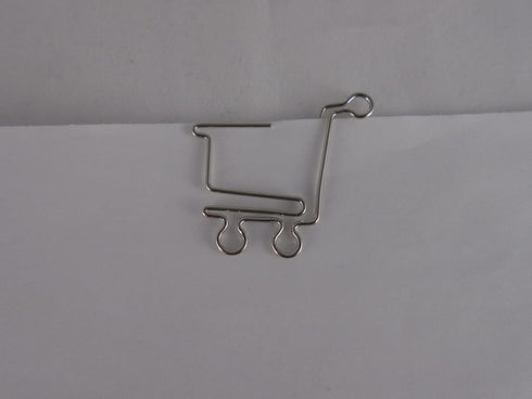 100 Count Shopping Cart Shaped Paper Clips Great for Paper Clip Collectors or Office Gift - Comes in Round Tin with Lid and Gift Box - Silver Meta...