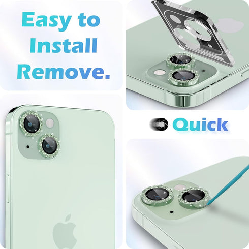 imluckies for iPhone 15 - iPhone 15 Plus Camera Lens Protector Bling, HD Clear Aluminum Alloy Individual Ring, 9H Tempered Glass Camera Back Scree...