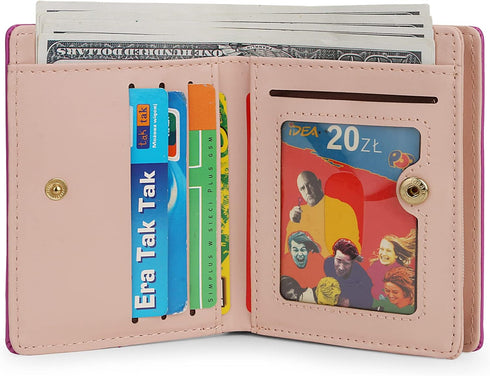 Uromee Girls Wallet Small Card Holder Women Purse Bifold Vegan Leather Zipper Coin Pocket Cute Cat Pendant Tassel...