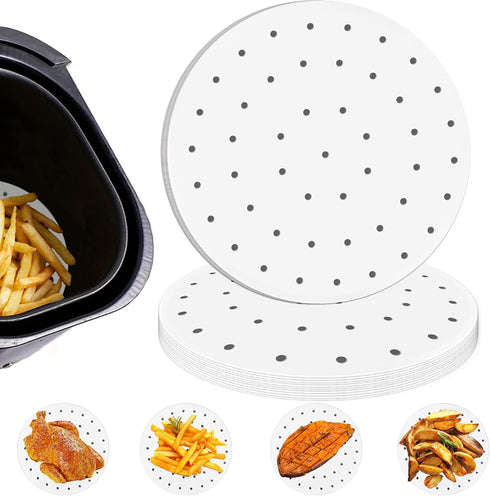 Air Fryer Liners Disposable Parchment Paper, Numola 100 Pcs Airfryer Sheets, 9 Inch White Non-stick Steamer Liner for Oven, Microwave, Bamboos Ste...