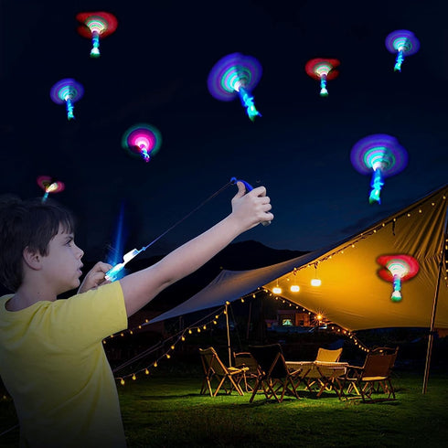 24 Pcs Slingshot Outdoor Toys,Glow in The Dark Party Supplies Toys Rocket with Launcher,Glow Sticks Easter Basket Stuffers Birthday Christmas Gift...